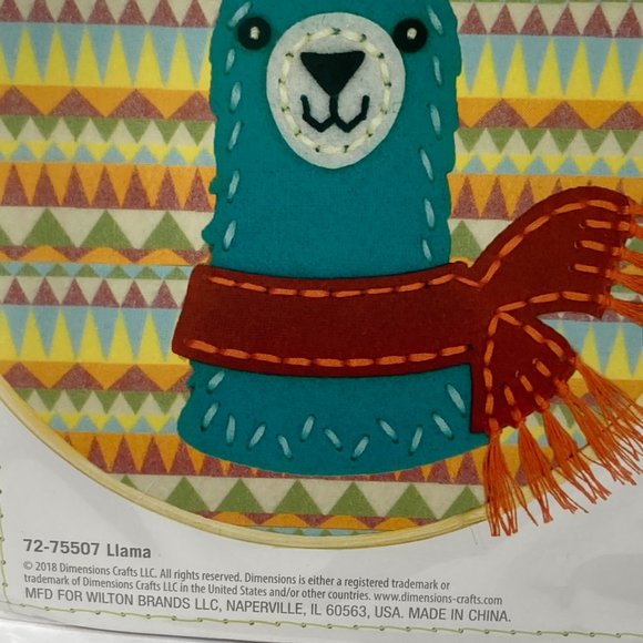 Dimensions Felt Applique Kit LLAMA Thread Felt Hoop Needle Instructions 6" - Picture 4 of 16